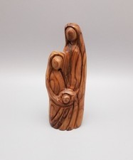 Vintage handcarved olive wood joseph  mary & jesus figurine