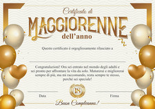 Certificato Di Maggiorenne Dell'Anno - Attestato Diploma Idea Regalo Originale C