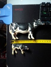 Schleich Bull CoW Black & White LOTTO 2pz- 2007 MUCCA e vitello PVC Figures
