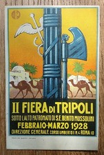 CARTOLINA PUBBLICITARIA BUSI FASCISMO TRIPOLI FIERA 1928