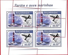 A2112 - MOZAMBICO, ERRORE: MISPERF, MINIATURA S - 2018 Fari, uccellini marini