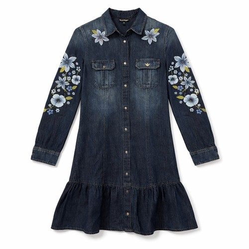 Abito camicia denim ricamato