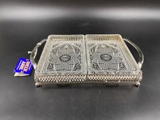 Antipastiera Salsiera cristallo molato metallo argentato 2 scomparti QUEEN ANNA