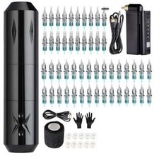 Kit pistola tatuaggio wireless STIGMA completo di 50 pezzi nero senza inchiostro (scatola aperta)