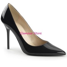 Sexy DECOLTE' a punta tacco 10 NERO LUCIDO dal 35 al 46 scarpe Fashion GLAMOUR