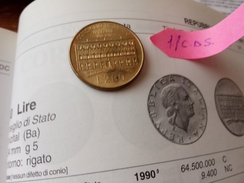 Moneta 200 lire del - da, 1990