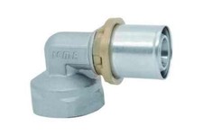 RACCORDO MULTIPINZA PRESSARE PER TUBO POLIETILENE MULTISTRATO PEX CURVO FEMMINA