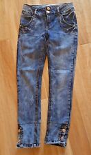 Jeans bambina ricamo rose strass fiori brillantini pantaloni ragazza 9-10anni 
