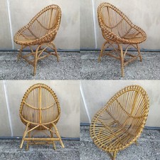 1 SEDIA POLTRONCINA A FORMA DI UOVO DA CAMERA DESIGN ANNI 50 IN GIUNCO EGG CHAIR