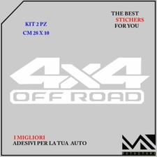 2 ADESIVI stickers SCRITTA 4X4 OFF ROAD PER FUORISTRADA QUAD ATV COLORE BIANCO