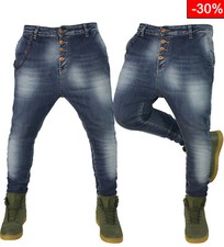 Jeans Uomo Cavallo basso Turca klixs Denim Harem pantaloni slim elasticizzati 