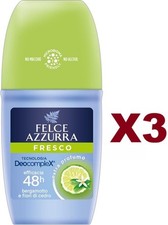 3 PZ FELCE AZZURRA DEODORANTE ROLL-ON FRESCO  BERGAMOTTO E FIORI DI CEDRO 50ML