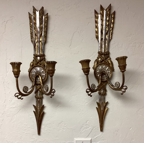 Coppia antiche applique a - di,