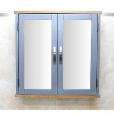 Mobiletto da bagno a specchio da parete verniciato grigio 352G