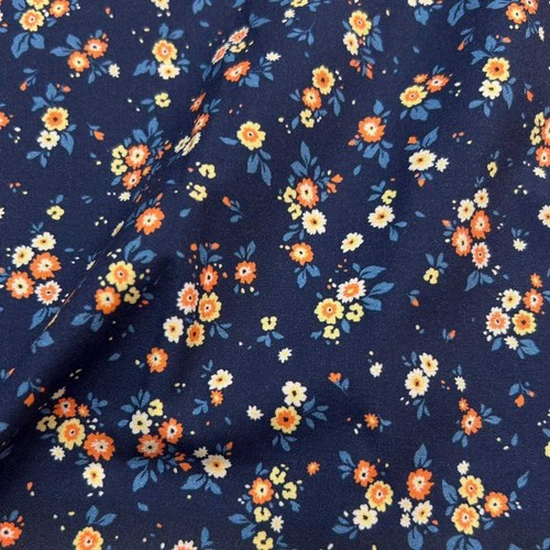 Tessuto cotone blu fiorellini - tessuto,