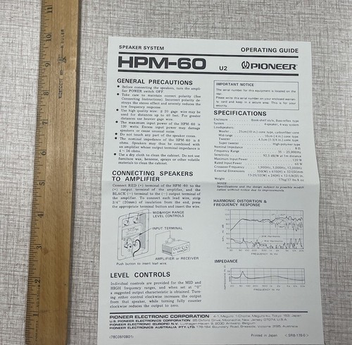 Pioneer hpm vintage manuale - hpm-60,