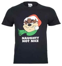 Maglietta Christmas Taz maglietta ufficiale Naughty Not Nice NUOVA S M L XL