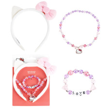 SET ACCESSORI HELLO KITTY SANRIO BRACCIALE COLLANA CERCHIETTO CON ORECCHIE -3223
