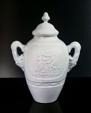 ⚜️ VASO LIMOGES CERAMICA BISCUIT SMALTO BASSORILIEVI SCENE CLASSICHE FRANCIA