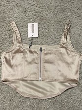 Top corsetto raso beige