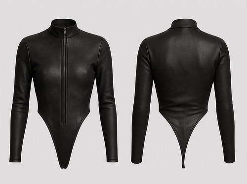 Body donna pelle nero fetish - |,