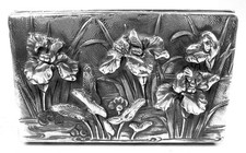 Antico Scatola Meiji Arte Nouveau Iris Fiori