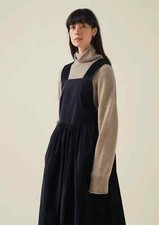 Brindisi Midnight Navy velluto di seta pinafore-14-bellissimo-indossato due volte