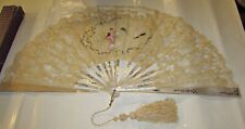 Antico Ventaglio Pizzo Madreperla Metà 800 Giovanni Gilardini grandi dimensioni
