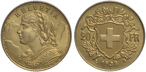 Svizzera marengo 20 franchi - svizzera,