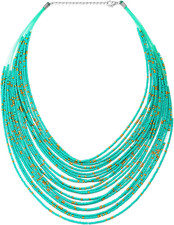 Boho Etnico Boemo, Multi-Fila Perlina Statement Collana Cascata Turchese Stringa