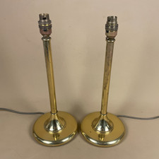 Pair of Vintage Metal Gold Brass Lamp Light Bedside Table Column Two Antique