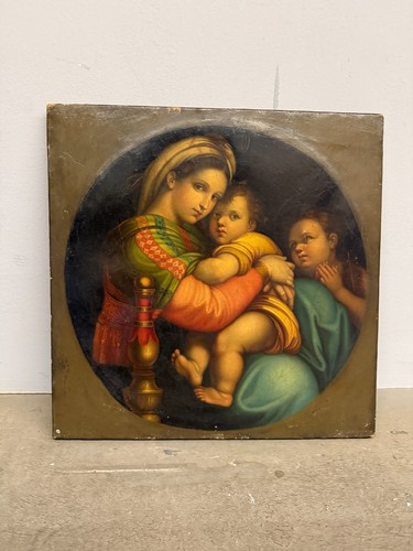Antico dipinto olio - , su