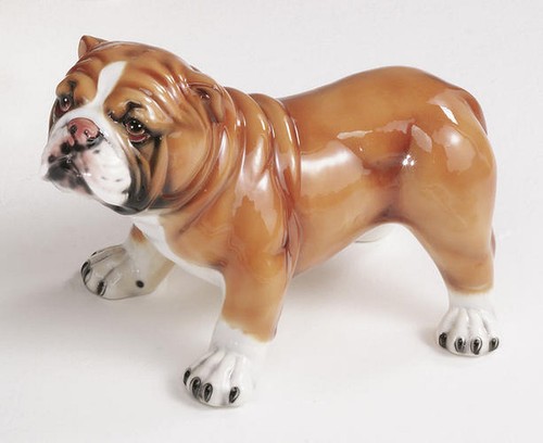 Statua cane bulldog marrone - , in