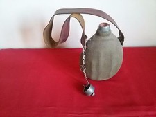 Rara BORRACCIA MILITARE Tracolla METALLO RIVESTITO Vintage Epoca 2a GUERRA WW II