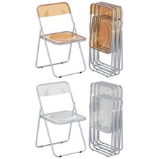HOMCOM Set 4 Sedie Pieghevoli da Pranzo in Acciaio e Acrilico