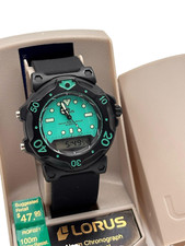 OROLOGIo LORUS ANA DIGI CHRONO MULTIFUNZIONE VINTAGE UNISEX GOMMA NERO VERDE