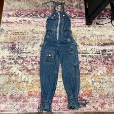 Tuta donna DSQUARED2 piccola denim Y2K retrò senza schienale salopette tasca cotone