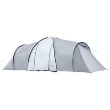 Outsunny Tenda da Campeggio 5 Posti con 2 Camere 590x245x193 cm Grigio