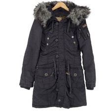 Khujo Parka Giacca Donna Cappotto Invernale Cotone Cappuccio Nero Bj3 TAGLIA S