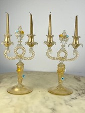 Coppia di candelabri in vetro
