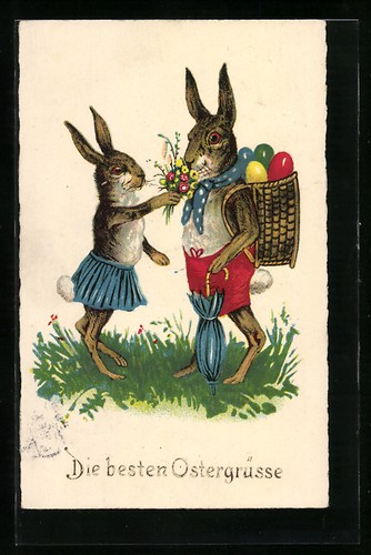 Cartolina due coniglietti - due,