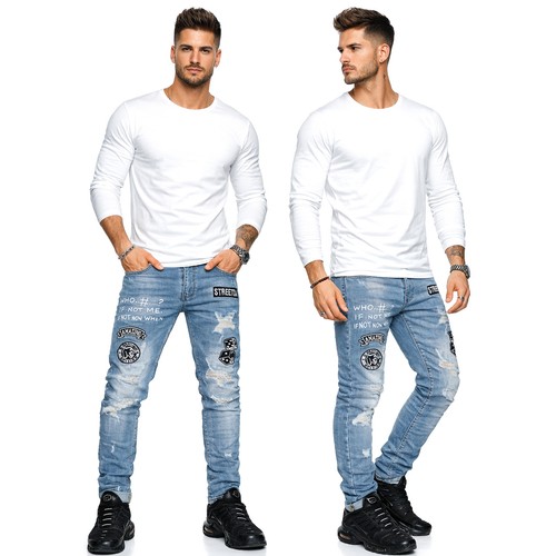 Jeans uomo denim toppe - denim,