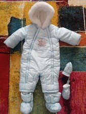 Tuta da neve imbottita tutone neonato bimbo My First Chicco celeste Tg 3 Mesi