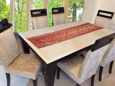 Runner per tavolino da caffè in broccato etnico elefante rosso jacquard lungo...