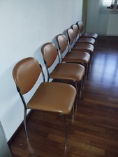 ANNI 80 - NR.06 SEDIE COLOR CAMMELLO, IN PELLE. DA SALA RIUNIONI. RITIRO IN ZONA