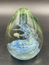 Fermacarte soprammobile forma di UOVA MURANO spirale azzurra