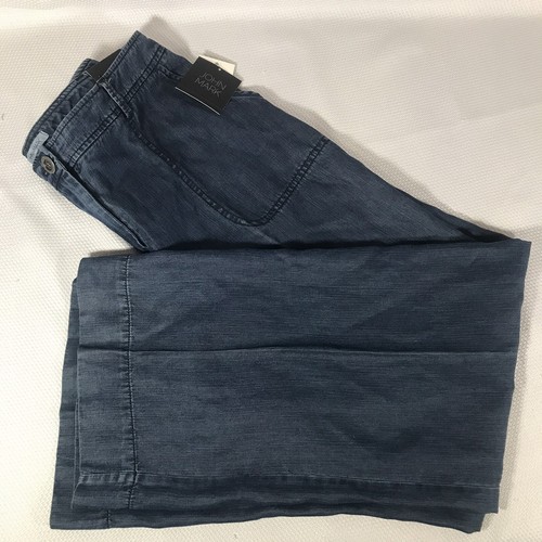 Pantaloni chambray blu gamba - pantaloni,