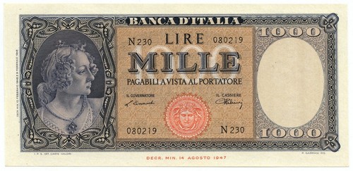 1000 lire italia - lire, di