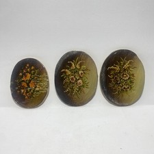 Tre Vecchi Quadretti Dipinti A Olio Su Tavola Di Fiori Ovali ‘900
