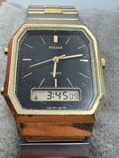 Orologio Vintage Uomo PULSAR Ana+Digi V041-5180 Quarzo Bicolore Batteria Nuova